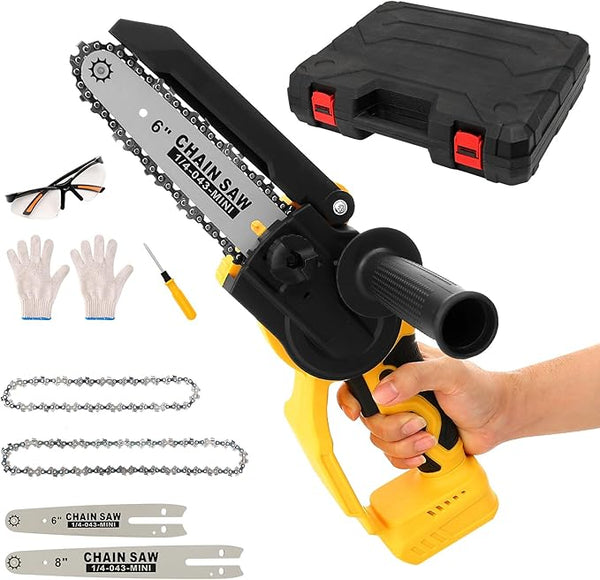 Mini Chainsaw for Dewalt 20V MAX Battery, Brushless 8 Inch & 6 Inch Handheld Pruning Chainsaws with Security Lock, Cordless Portable Chain saw for Tree Branches/Wood Cutting(Tool Only) Prime Home Tools