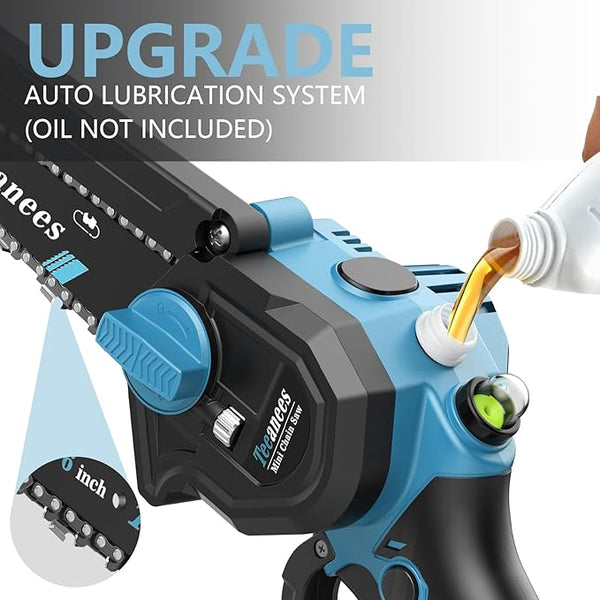 Mini Chainsaw Cordless, 8 Inch & 6 Inch Portable Electric Chain Saw with 2 Battery 8 Chains, Auto Oiler, Battery Powered Small Handheld Saw for Wood Cutting, Tree Trimming, Garden(Blue) Yourfpv.net