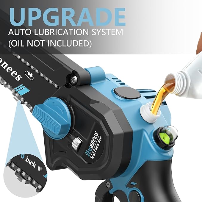 Mini Chainsaw Cordless, 8 Inch & 6 Inch Portable Electric Chain Saw with 2 Battery 8 Chains, Auto Oiler, Battery Powered Small Handheld Saw for Wood Cutting, Tree Trimming, Garden(Blue) Yourfpv.net