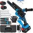 Cordless Mini Chainsaw, 8 inch & 6 inch Portable Handheld Chain Saw with 2 X 4.0Ah Battery, 4 Chains 4 Guide Plates, LED Indicate, Brushless Electric Chainsaw Using for Tree Trimming, Garden Pruning CANBRAKEfocusesonincreasingefficiencyforbeginnershomeimprovementandrepairanduserswholovepowertools