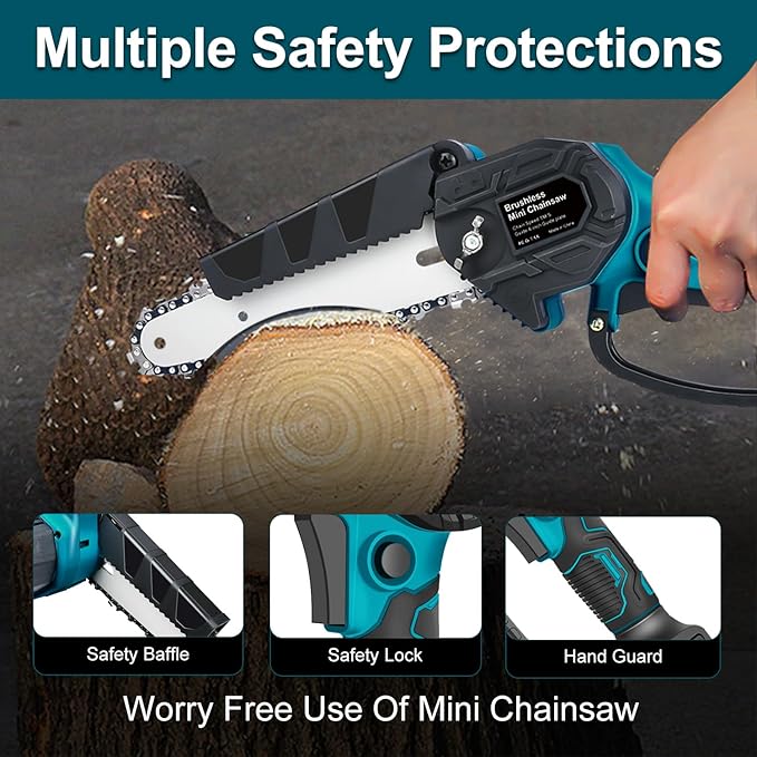 Mini Chainsaw for M-akita 18V Battery, 600 W Brushless Chainsaw Electric 6 Inches, Battery Chainsaws Hand Chainsaw for Garden Shears, Wood Cutting（No Battery） Edtran