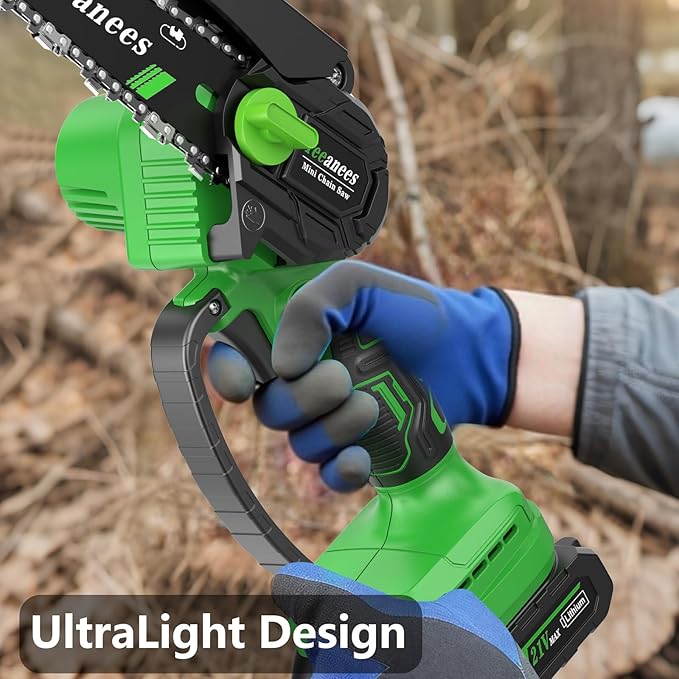 Mini Chainsaw Cordless 6 Inch, Electric Chainsaw Battery Powered with Auto Oiler, Security Lock for Wood Cutting, Tree Trimming, Garden & Household Use(2 Batteries) Yourfpv.net