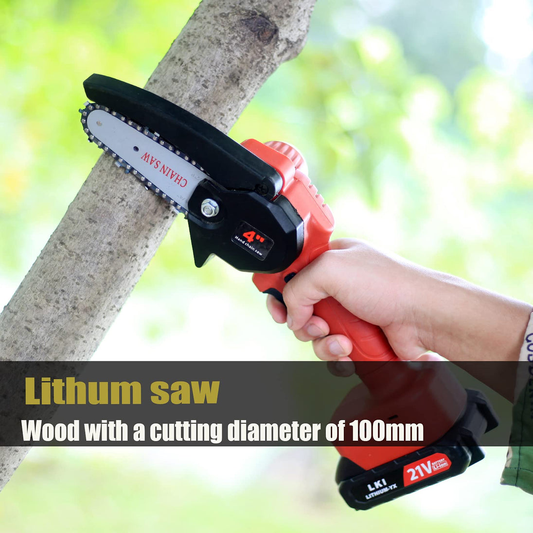 Mini Chainsaw Cordless 4inch 21V Battery Electric Portable One-Hand Handheld Chainsaw with Security Lock, Rechargeable Chainsaw Kit for Tree Trimming Branch TEEGANDER