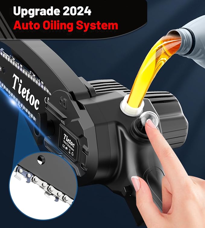 Tietoc Mini Chainsaw 6 Inch Cordless, Portable Electric Chain Saw Small Handheld Battery Powered Super Saws, Gifts for Men Women, Birthday Gift for Dad Fathers Husband Him Her Mom Mothers Grandparent TIETOC
