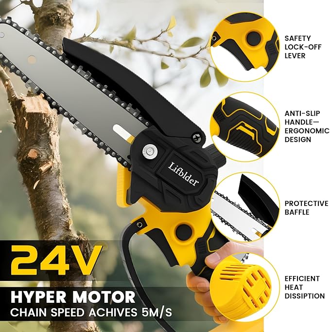 Mini Chainsaw Cordless Fit for DeWalt Battery 20V, 6-Inch & 4-Inch 2-in-1 Electric Chainsaw with Auto Oiling, 5m/s Chain Speed & Safety Lock, Lightweight for Branch Pruning, Tree Trimming (NO Battery) Yourfpv.net