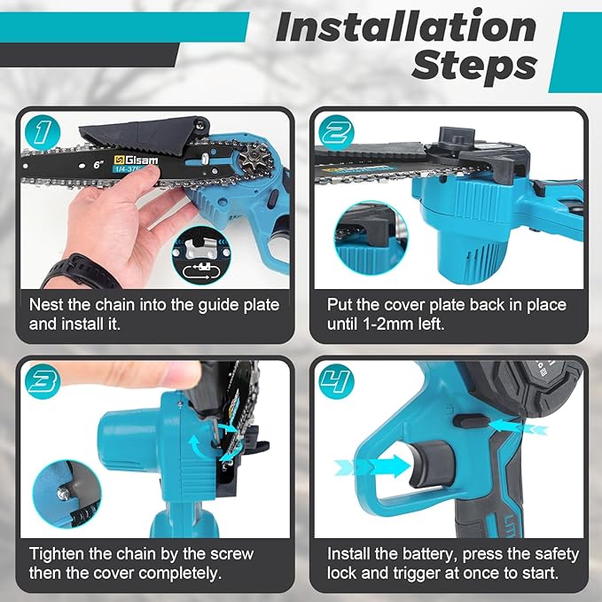 Mini Chainsaw Cordless 6 Inch, Brushless Motor Electric Saw - 2x2Ah Batteries, 2025 Upgraded, Safety Lock, Portable Handheld for Tree Trimming, Wood Cutting, Camping/DIY, Gift for Dad Husband Yourfpv.net
