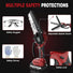 Mini Electric Chainsaw Cordless Brushless, 6 Inch Small Chainsaw Battery Powered, Handheld Chain Saw for Wood Tree Branches Pruning, 4 Chains, 2x 2500 mAh Battery, Garden Tools Christmas Gifts for Dad DEJUNPIOOL
