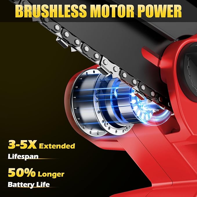 Mini Chainsaw Cordless, Compatible With Milwaukee M18 Battery, Brushless 6-Inch Electric Chainsaw, Handheld Chain Saw for Tree Trimming Wood Cutting (Tool Only) Yourfpv.net