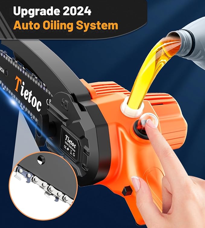 Tietoc Mini Chainsaw 6 Inch Cordless, Portable Electric Chain Saw Small Handheld Battery Powered Super Saws, Gifts for Men Women, Birthday Gift for Dad Fathers Husband Him Her Mom Mothers Grandparent TIETOC