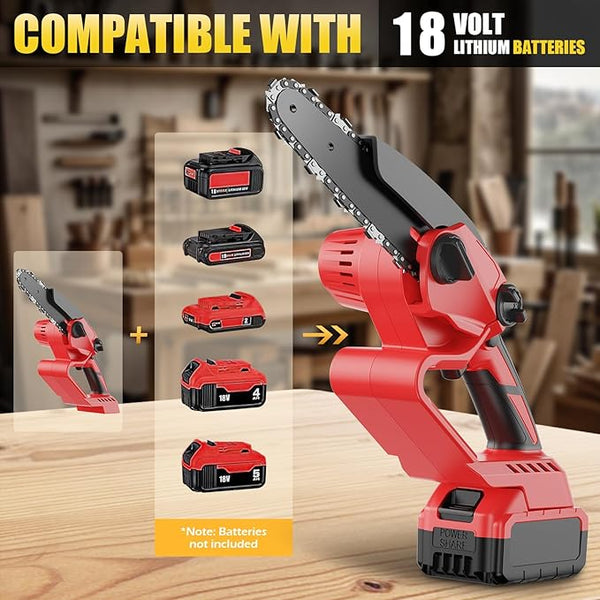 Mini Chainsaw Cordless, Compatible With Milwaukee M18 Battery, Brushless 6-Inch Electric Chainsaw, Handheld Chain Saw for Tree Trimming Wood Cutting (Tool Only) Yourfpv.net