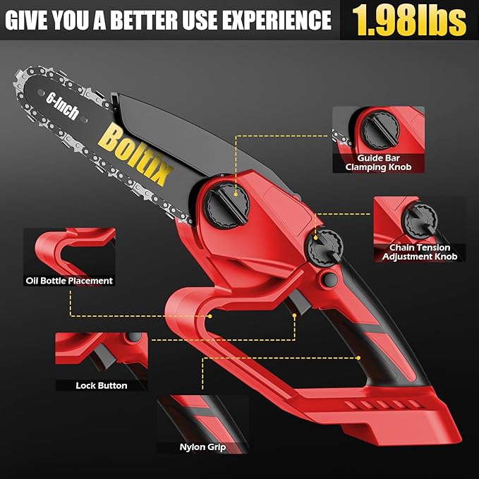 Mini Chainsaw Cordless, Compatible With Milwaukee M18 Battery, Brushless 6-Inch Electric Chainsaw, Handheld Chain Saw for Tree Trimming Wood Cutting (Tool Only) Yourfpv.net