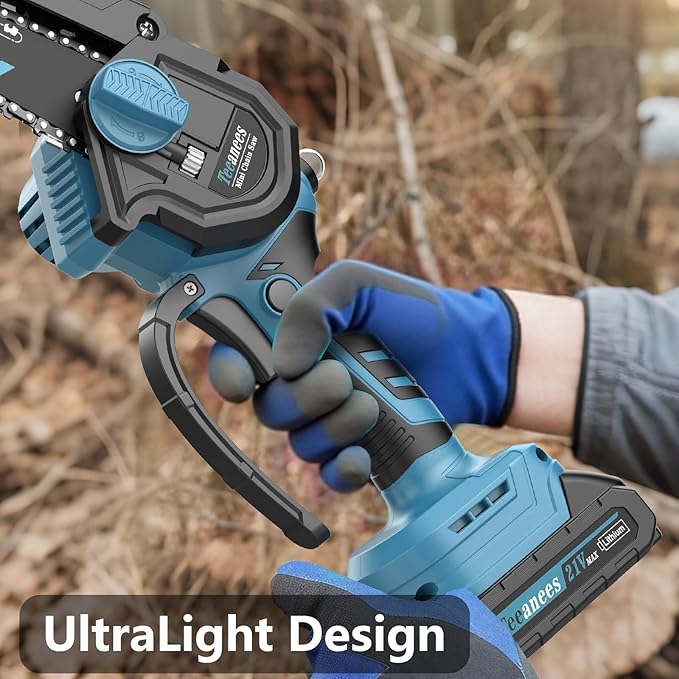Mini Chainsaw Cordless, 8 Inch & 6 Inch Portable Electric Chain Saw with 2 Battery 8 Chains, Auto Oiler, Battery Powered Small Handheld Saw for Wood Cutting, Tree Trimming, Garden(Blue) Yourfpv.net