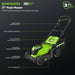 48V (24V x 2) 17" Lawn Mower 4-pc Combo Kit: (2) 4.0 Ah Batteries and (2) 2.0 Ah Batteries and 2A Dual-Port Charger greenworkstools