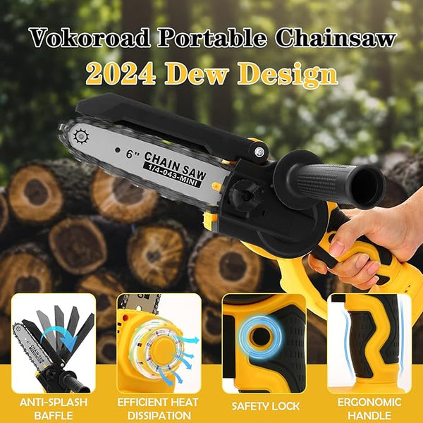 Mini Chainsaw for Dewalt 20V MAX Battery, Brushless 8 Inch & 6 Inch Handheld Pruning Chainsaws with Security Lock, Cordless Portable Chain saw for Tree Branches/Wood Cutting(Tool Only) Prime Home Tools