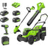 48V (24V x 2) 17" Lawn Mower 4-pc Combo Kit: (2) 4.0 Ah Batteries and (2) 2.0 Ah Batteries and 2A Dual-Port Charger greenworkstools