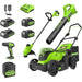 48V (24V x 2) 17" Lawn Mower 4-pc Combo Kit: (2) 4.0 Ah Batteries and (2) 2.0 Ah Batteries and 2A Dual-Port Charger greenworkstools