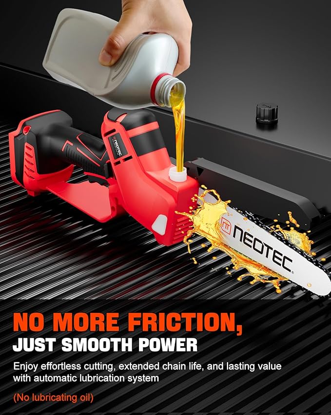 Mini Chainsaw Fits for Milwaukee M18 Battery, NEOTEC 6 Inch & 8 Inch Cordless Electric Chainsaw with Auto Oiler & Tool-Free Tensioner, Brushless Saw for Tree Trimming, Branch Pruning (No Battery) NEOTEC