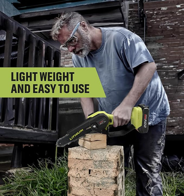 Mini Chainsaw Crodless, 6-Inch Small Chainsaw Electric Chain Saws with 2 Batteries Powered, Super Handheld Protable Saws For Tree Cutting, Tree Branches, Courtyard and Garden Tool WEMARS