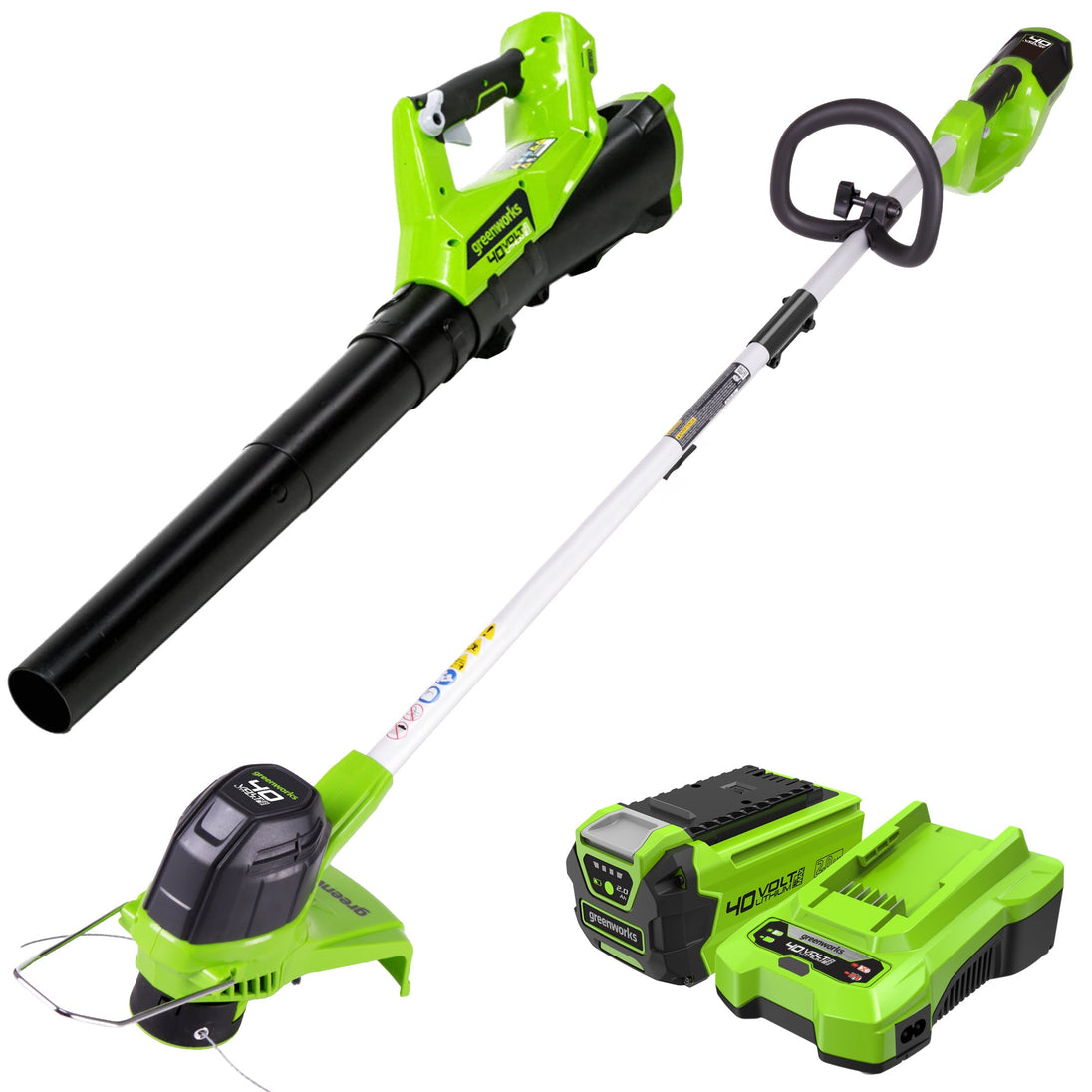 40V 12" Cordless String Trimmer and Leaf Blower Combo Kit w/ 2.0Ah Battery & Charger greenworkstools