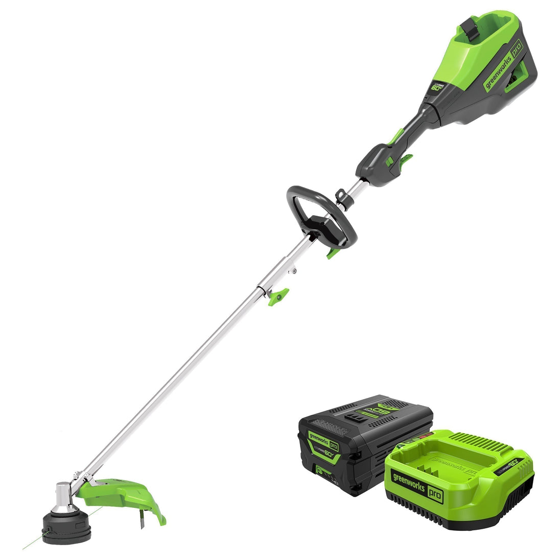 60V 16" Cordless Battery String Trimmer (Attachment Capable) and 5 Pcs Attachments Combo Kit: 4.0 Ah Battery and Charger greenworkstools