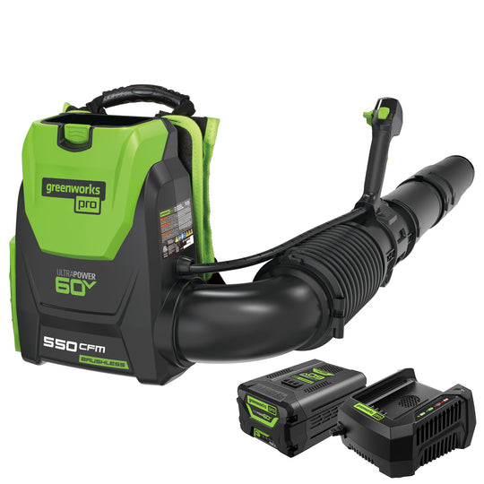 60V 550 CFM Cordless Battery Backpack Blower w/ 5.0Ah Battery & Charger greenworkstools