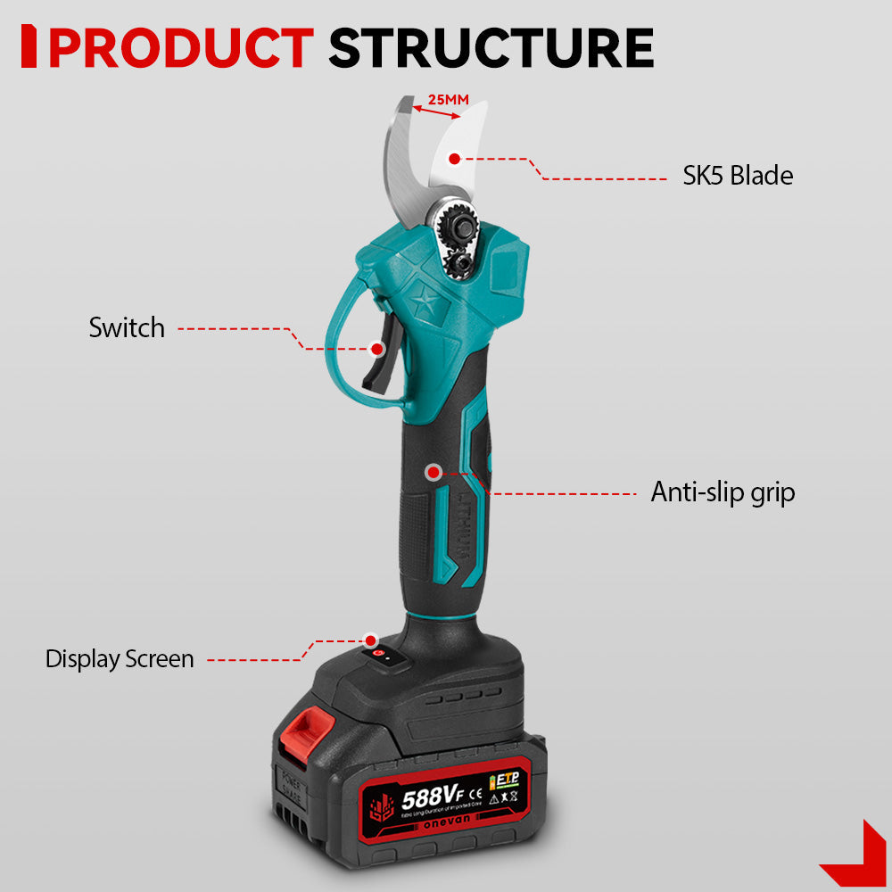 NewBeny Cordless 6" Chainsaw & 25mm Pruning Shears & 2m Telescoping Pole Combo Kit [2 batteries and a charger included] NEWBENY