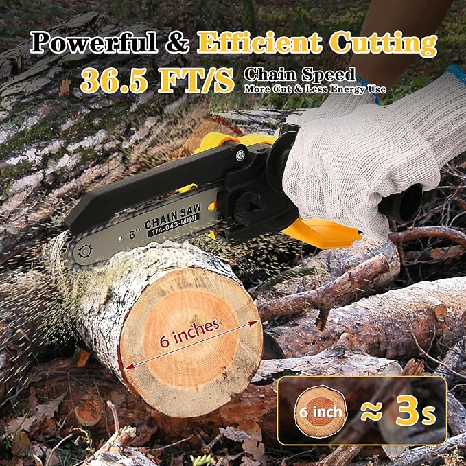Mini Chainsaw for Dewalt 20V MAX Battery, Brushless 8 Inch & 6 Inch Handheld Pruning Chainsaws with Security Lock, Cordless Portable Chain saw for Tree Branches/Wood Cutting(Tool Only) Prime Home Tools