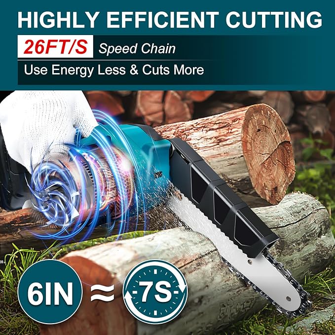 Mini Chainsaw for M-akita 18V Battery, 600 W Brushless Chainsaw Electric 6 Inches, Battery Chainsaws Hand Chainsaw for Garden Shears, Wood Cutting（No Battery） Edtran