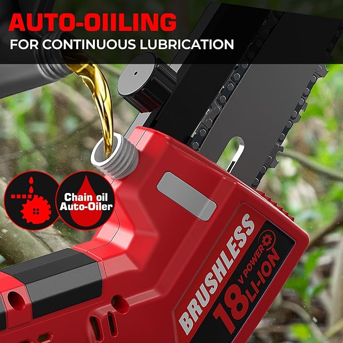 Mini Chainsaw for Milwaukee M18 Battery, Auto-Oiler, 8-Inch and 6-Inch 2-IN-1 Brushless Cordless Pruning Chainsaw, Battery Powered Mini Chainsaw for Wood Cutting, Tree Trimming (only tool) BITOON