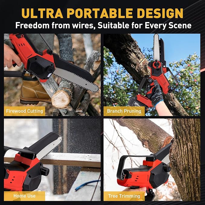 Mini Cordless Chainsaw for Milwaukee M18 Battery,6 Inch & 8 Inch Electric Battery Powered Brushless Chainsaw,400W Auto Oiler Hand Saw for Wood Cutting Tree Trimming(Only Tool) Yourfpv.net