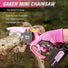 Saker Mini Chainsaw,Portable Electric Pink Mini Chainsaw Cordless,Handheld Chainsaw for Tree Branches,Courtyard, Household and Garden,By 2PCS 20V 1500mAh Batteries and 3 PCS Chains Saker