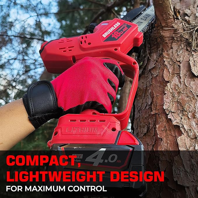 Mini Chainsaw for Milwaukee M18 Battery, Auto-Oiler, 8-Inch and 6-Inch 2-IN-1 Brushless Cordless Pruning Chainsaw, Battery Powered Mini Chainsaw for Wood Cutting, Tree Trimming (only tool) BITOON