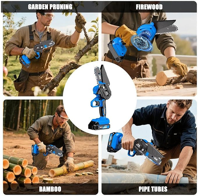 Mini Chainsaw, 4 inch Mini Chainsaw Cordless, Small Hand held Electric Power Chain Saw 1 Battery Powered Operated, Household and Garden for Tree Trimming Wood Cutting, Gifts for Father Husband Men AOKIALLC