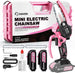 Saker Mini Chainsaw,Portable Electric Pink Mini Chainsaw Cordless,Handheld Chainsaw for Tree Branches,Courtyard, Household and Garden,By 2PCS 20V 1500mAh Batteries and 3 PCS Chains Saker