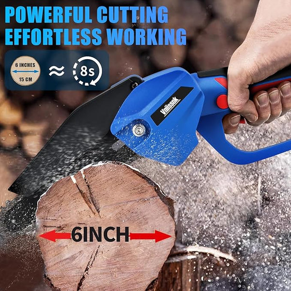 Chainsaw 6 Inch Mini Electric Chain Saw Cordless Battery Powered,Hand Held Saw Pruning Shears Chain for Tree Branches,Courtyard,Household and Garden Gifts for Men Dad Husband Women VNIISSOKTOOLS