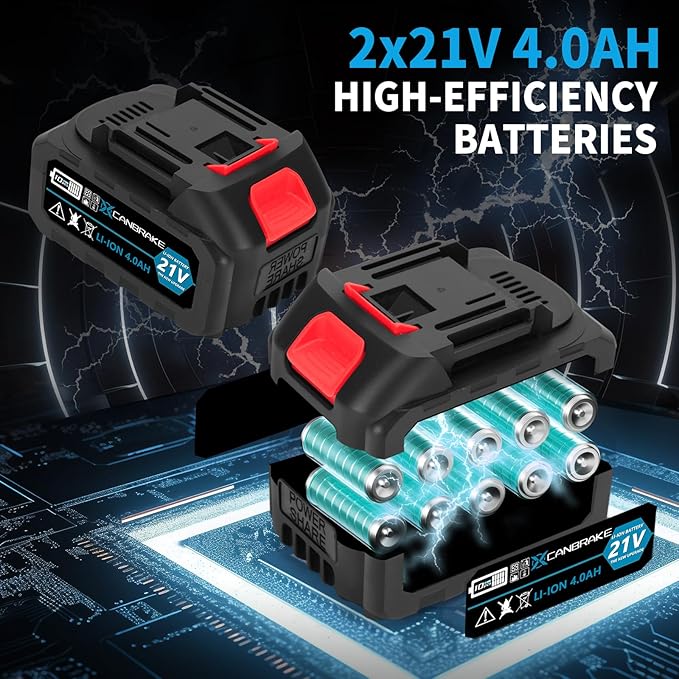 Cordless Mini Chainsaw, 8 inch & 6 inch Portable Handheld Chain Saw with 2 X 4.0Ah Battery, 4 Chains 4 Guide Plates, LED Indicate, Brushless Electric Chainsaw Using for Tree Trimming, Garden Pruning CANBRAKEfocusesonincreasingefficiencyforbeginnershomeimprovementandrepairanduserswholovepowertools