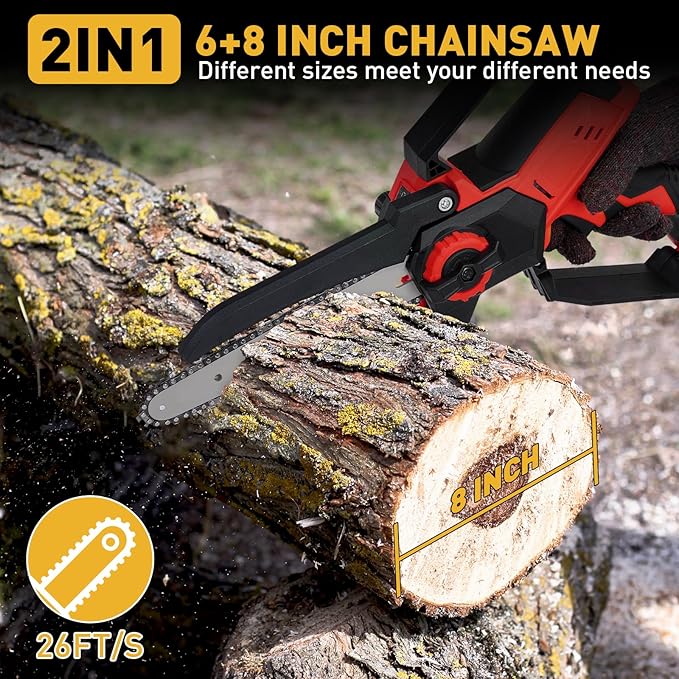 Mini Cordless Chainsaw for Milwaukee M18 Battery,6 Inch & 8 Inch Electric Battery Powered Brushless Chainsaw,400W Auto Oiler Hand Saw for Wood Cutting Tree Trimming(Only Tool) Yourfpv.net