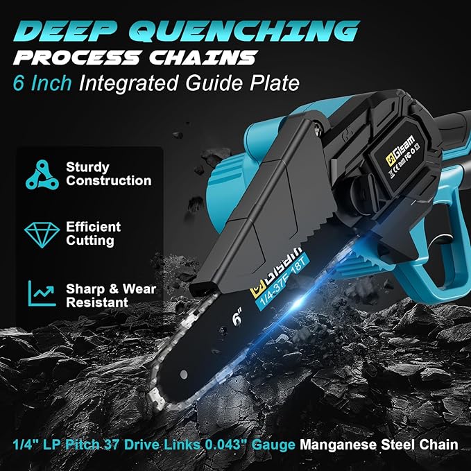 Mini Chainsaw Cordless 6 Inch, Brushless Motor Electric Saw - 2x2Ah Batteries, 2025 Upgraded, Safety Lock, Portable Handheld for Tree Trimming, Wood Cutting, Camping/DIY, Gift for Dad Husband Yourfpv.net