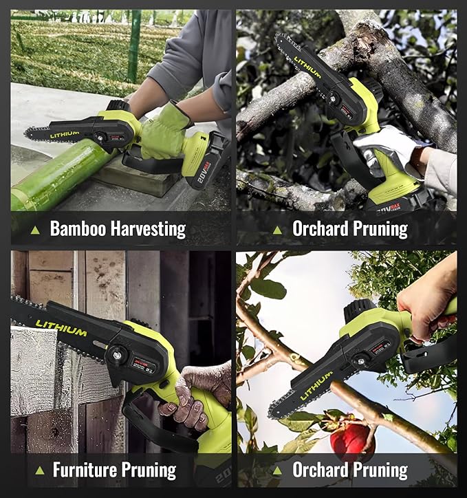 Mini Chainsaw Crodless, 6-Inch Small Chainsaw Electric Chain Saws with 2 Batteries Powered, Super Handheld Protable Saws For Tree Cutting, Tree Branches, Courtyard and Garden Tool WEMARS