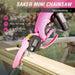 Saker Mini Chainsaw,Portable Electric Pink Mini Chainsaw Cordless,Handheld Chainsaw for Tree Branches,Courtyard, Household and Garden,By 2PCS 20V 1500mAh Batteries and 3 PCS Chains Saker