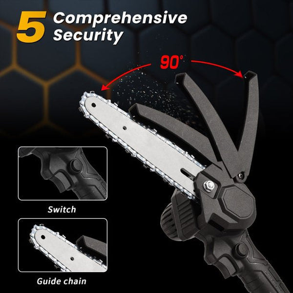 Mini Chainsaw Kit, 4-Inch+6-Inch Adjustable Cordless Handheld Chain Saw with 2 Rechargeable 21V 2000mAh Battery, 4 Chains, Tool Box Set, Hand Held Power Chain Saws DANNY'S HOME GOODS