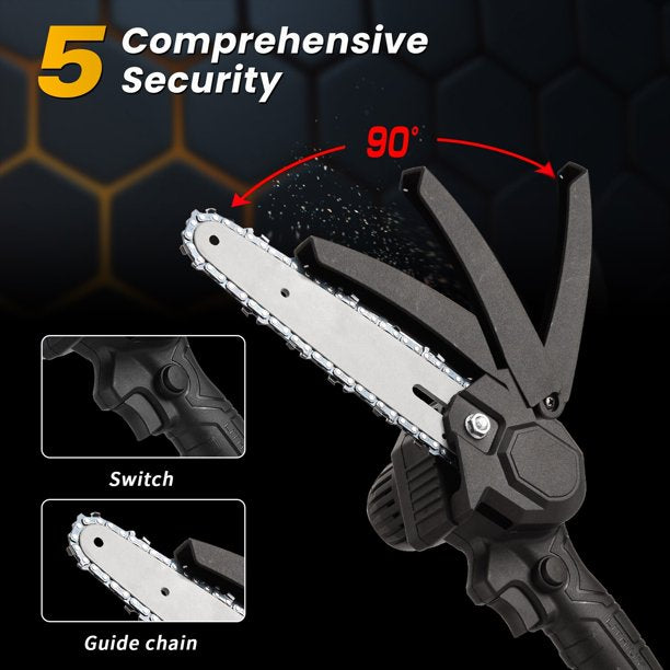 Mini Chainsaw Kit, 4-Inch+6-Inch Adjustable Cordless Handheld Chain Saw with 2 Rechargeable 21V 2000mAh Battery, 4 Chains, Tool Box Set, Hand Held Power Chain Saws DANNY'S HOME GOODS