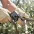 A4-MINISAWPRO electric pruning shears sharp blade close-up cutting olive branch – precision cordless garden pruner