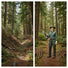 Before and after with A6-MINISAWPRO cordless electric pruning shears – overgrown blocked trail vs cleared woodland path