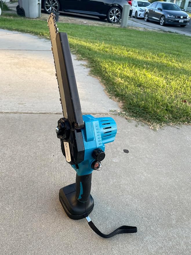 Upscale 8-Inch Cordless Mini Chainsaw – Brushless Motor, Lightweight 4 lbs, Safety Lock, 21V Power (Battery Not Included, Assembly Required) Upscale+Trail