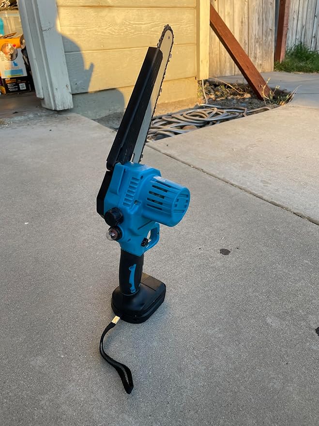 Upscale 8-Inch Cordless Mini Chainsaw – Brushless Motor, Lightweight 4 lbs, Safety Lock, 21V Power (Battery Not Included, Assembly Required) Upscale+Trail