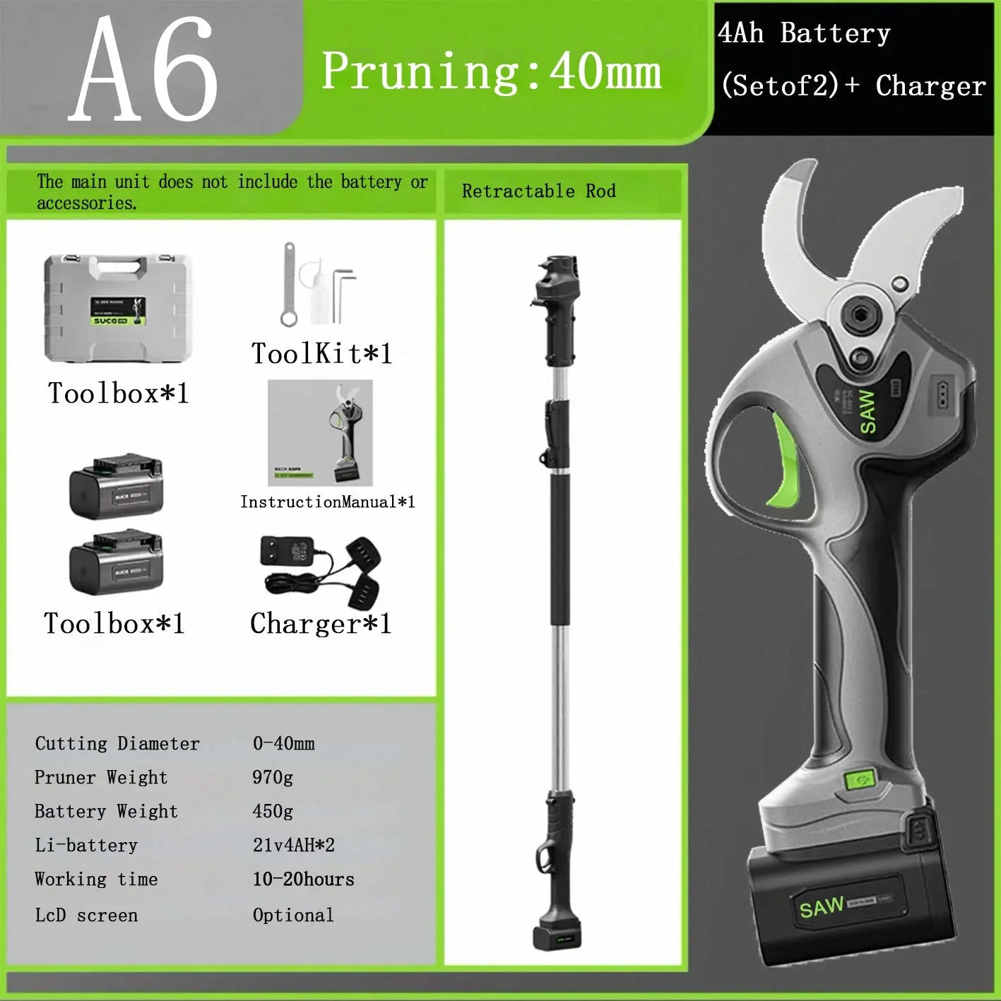 Electric Pruning Shears A6 – 12Hr Battery Cordless Pro Pruner | MINISAWPRO