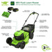 48V (24V x 2) 20" Cordless Battery Push Mower 3PC Combo Kit: (2) 4.0 Ah USB Batteries,(1) 2.0 Ah Battery,(1) Dual-Port Rapid Charger and (1) Charger greenworkstools