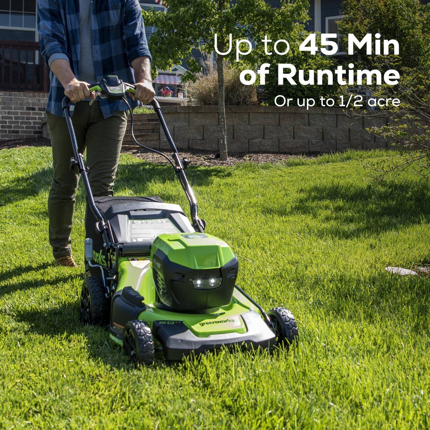 48V (24V x 2) 20" Cordless Battery Push Mower 3PC Combo Kit: (2) 4.0 Ah USB Batteries,(1) 2.0 Ah Battery,(1) Dual-Port Rapid Charger and (1) Charger greenworkstools