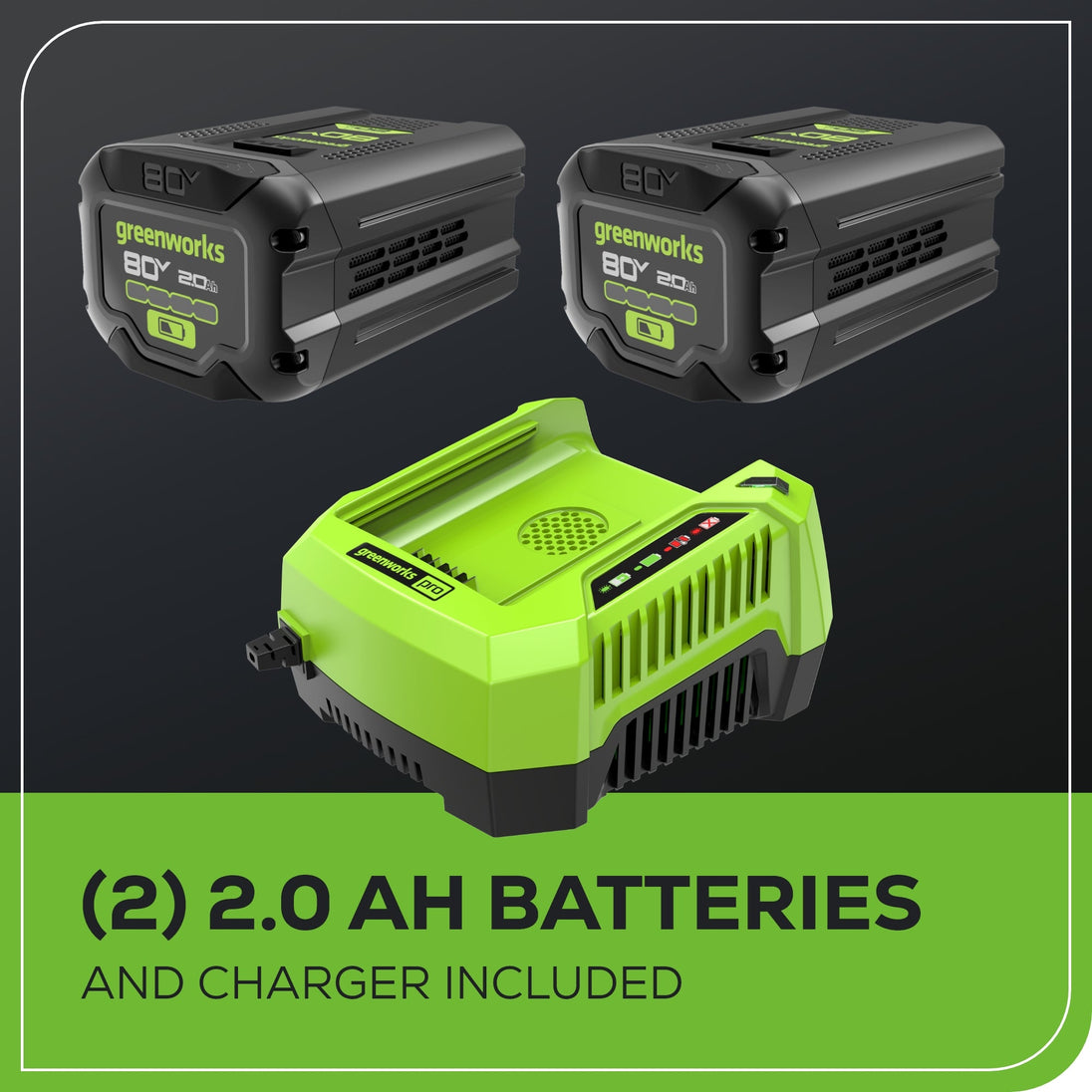 80V 21" Cordless Battery 3-in-1 Push Mower 3pc Combo Kit: (2) 2.0 Ah Batteries and Rapid Charger greenworkstools